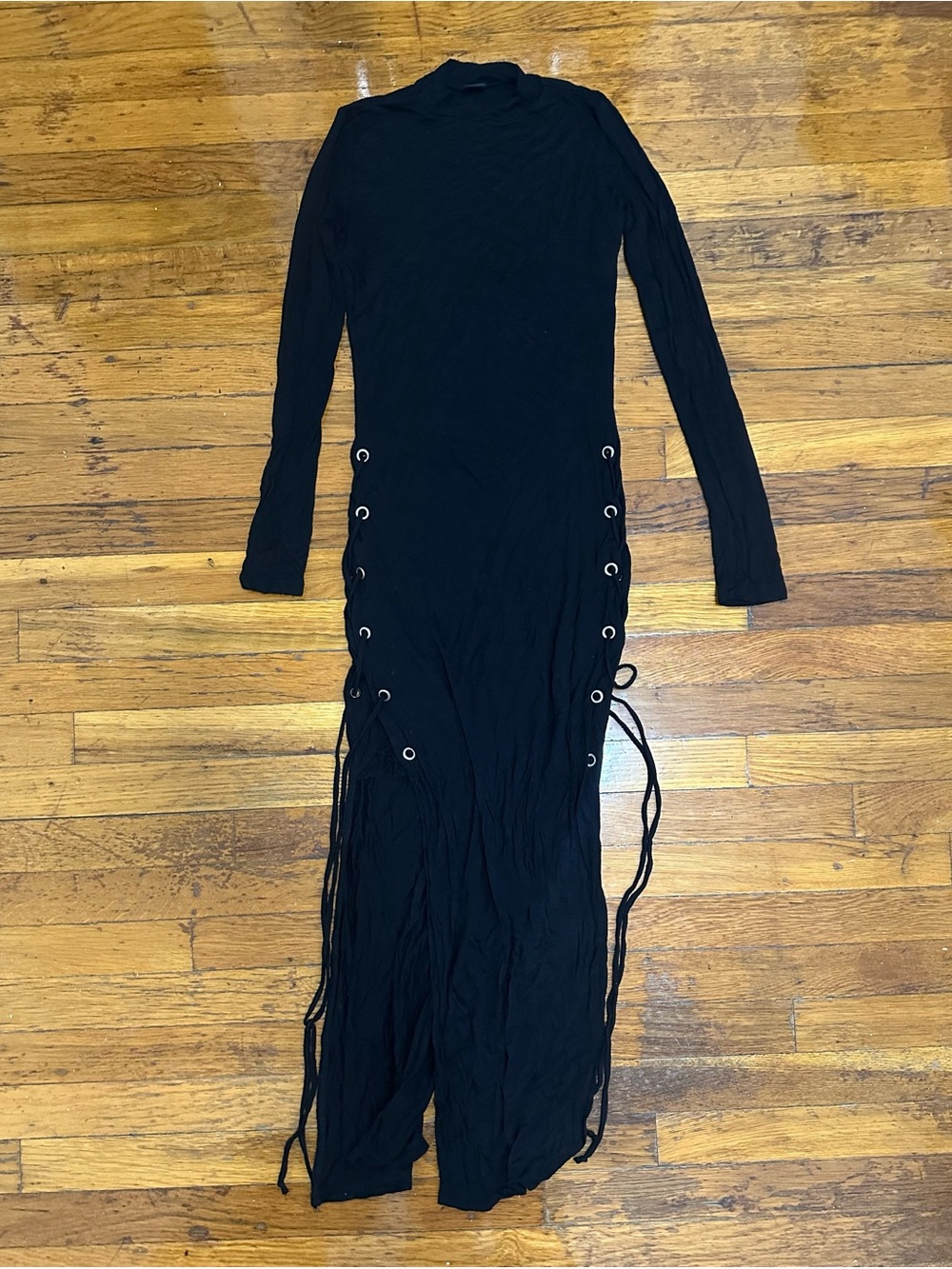 Dress with side slits. Made in USA